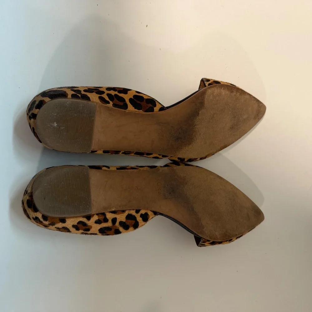 J.Crew Womens Zoe D'Orsay Flats 9 Leopard Calf Hair Pointed Toe F5317